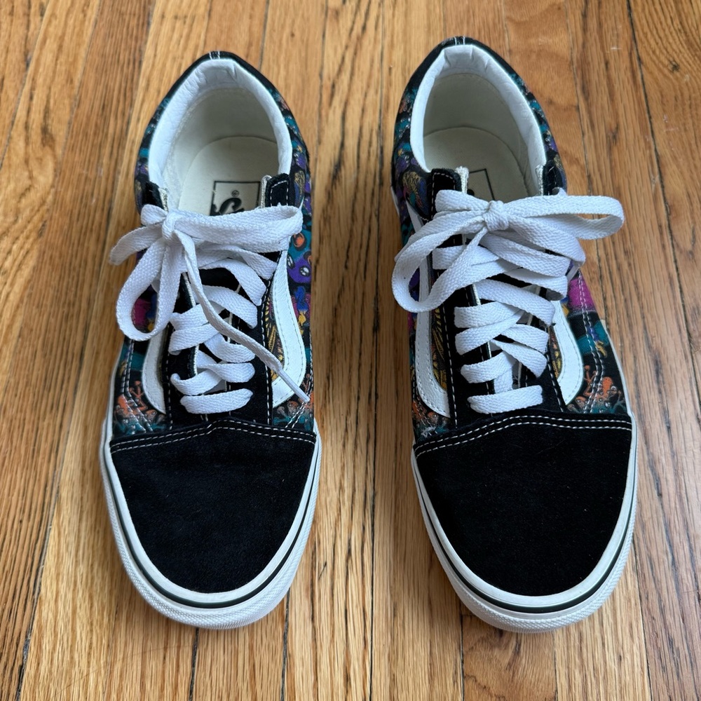 Vans Old Skool Trippy Skull Print Sneakers Women’s Size 6.5 Black Multicolor - Picture 2 of 6